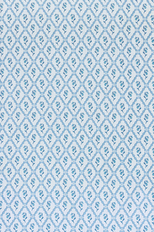 Wild Strawberry Trellis Roman Blind | Made to Measure | China Blue