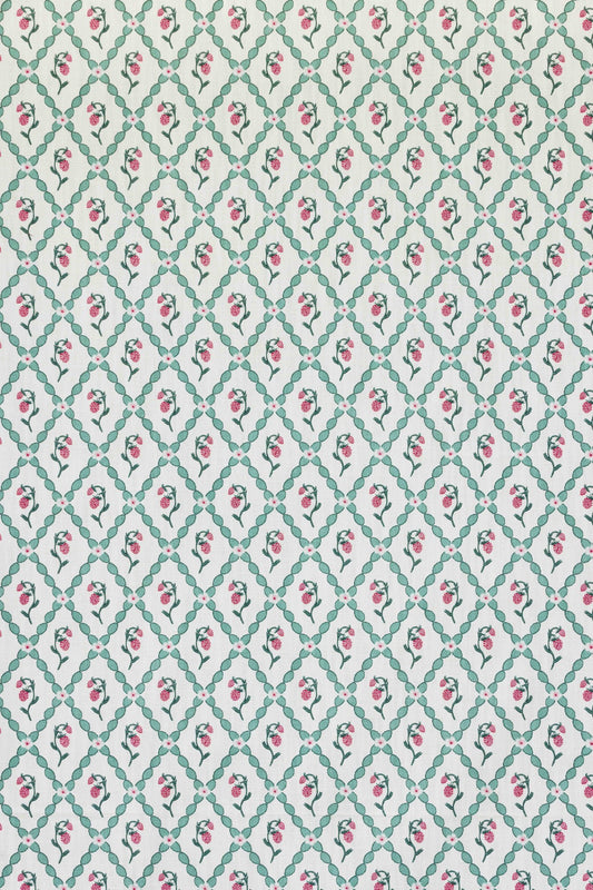 Wild Strawberry Trellis Roman Blind | Made to Measure | Vintage Cream