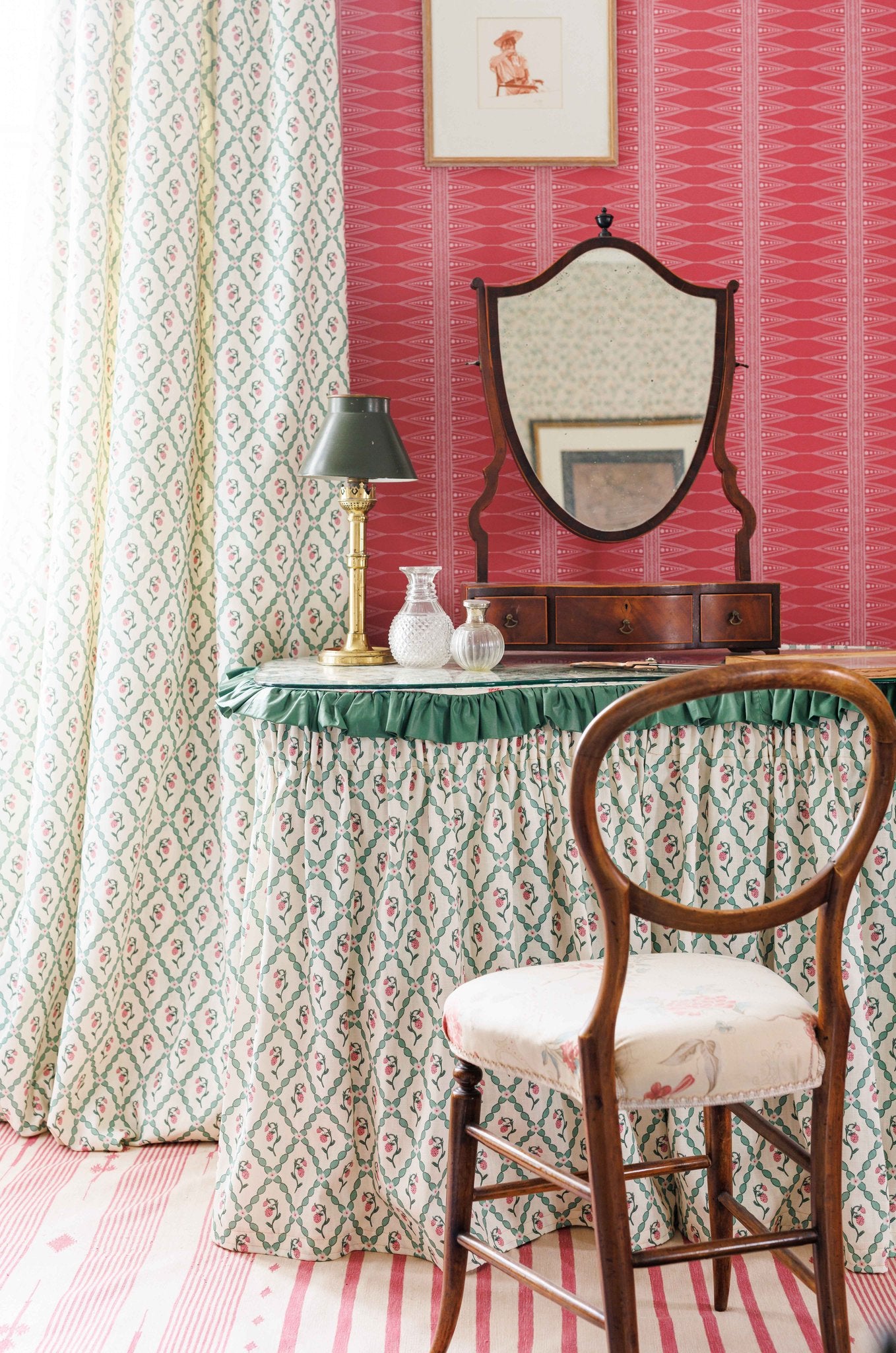 Wild Strawberry Trellis Roman Blind | Made to Measure | Vintage Cream