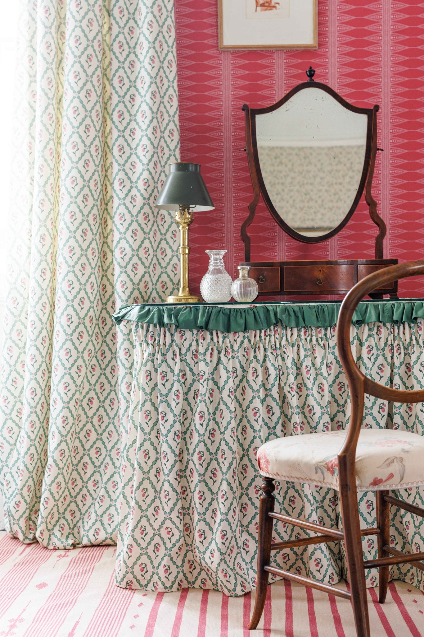 Wild Strawberry Trellis Roman Blind | Made to Measure | Vintage Cream