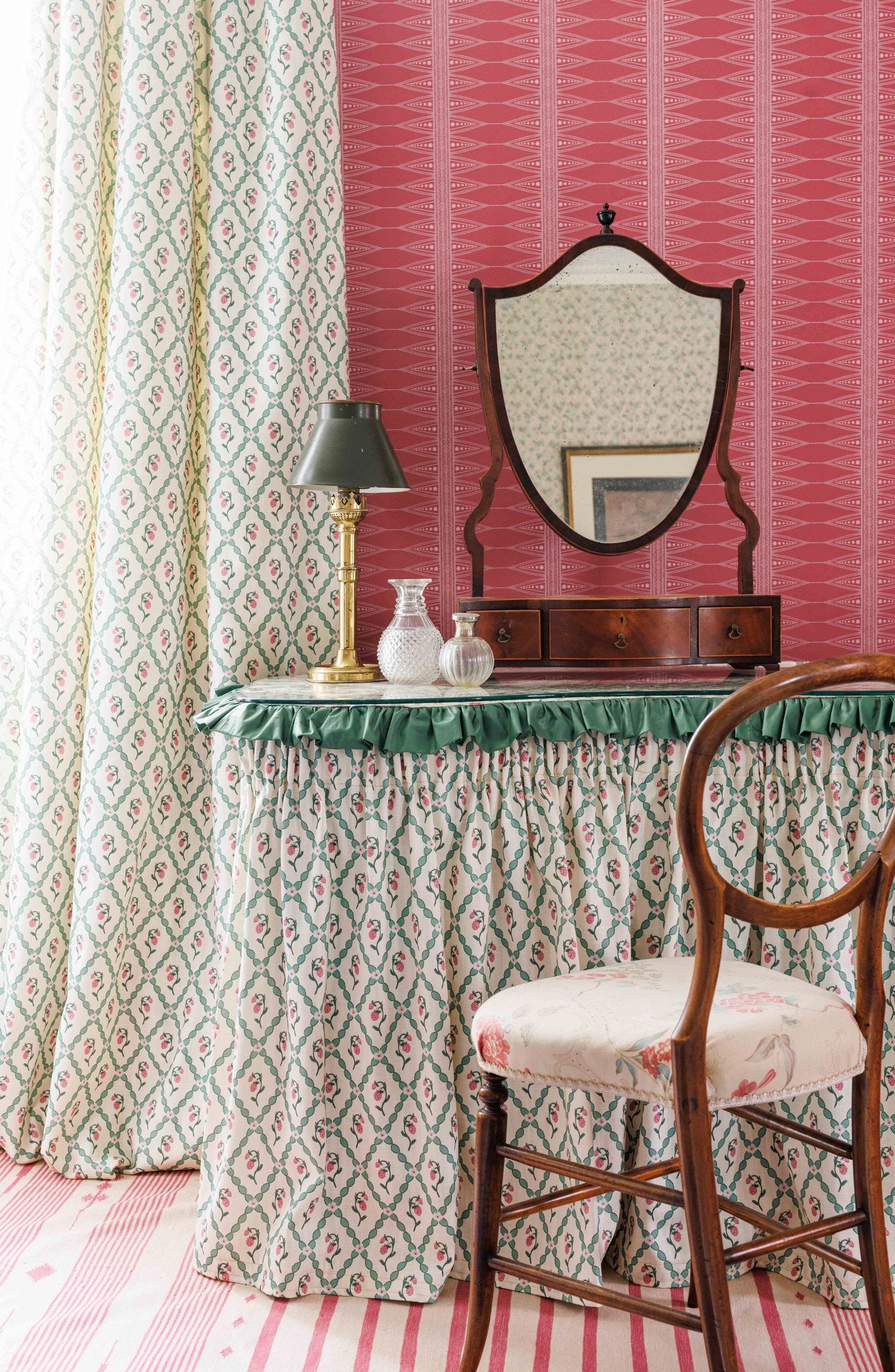 Wild Strawberry Trellis Roman Blind | Made to Measure | Vintage Cream