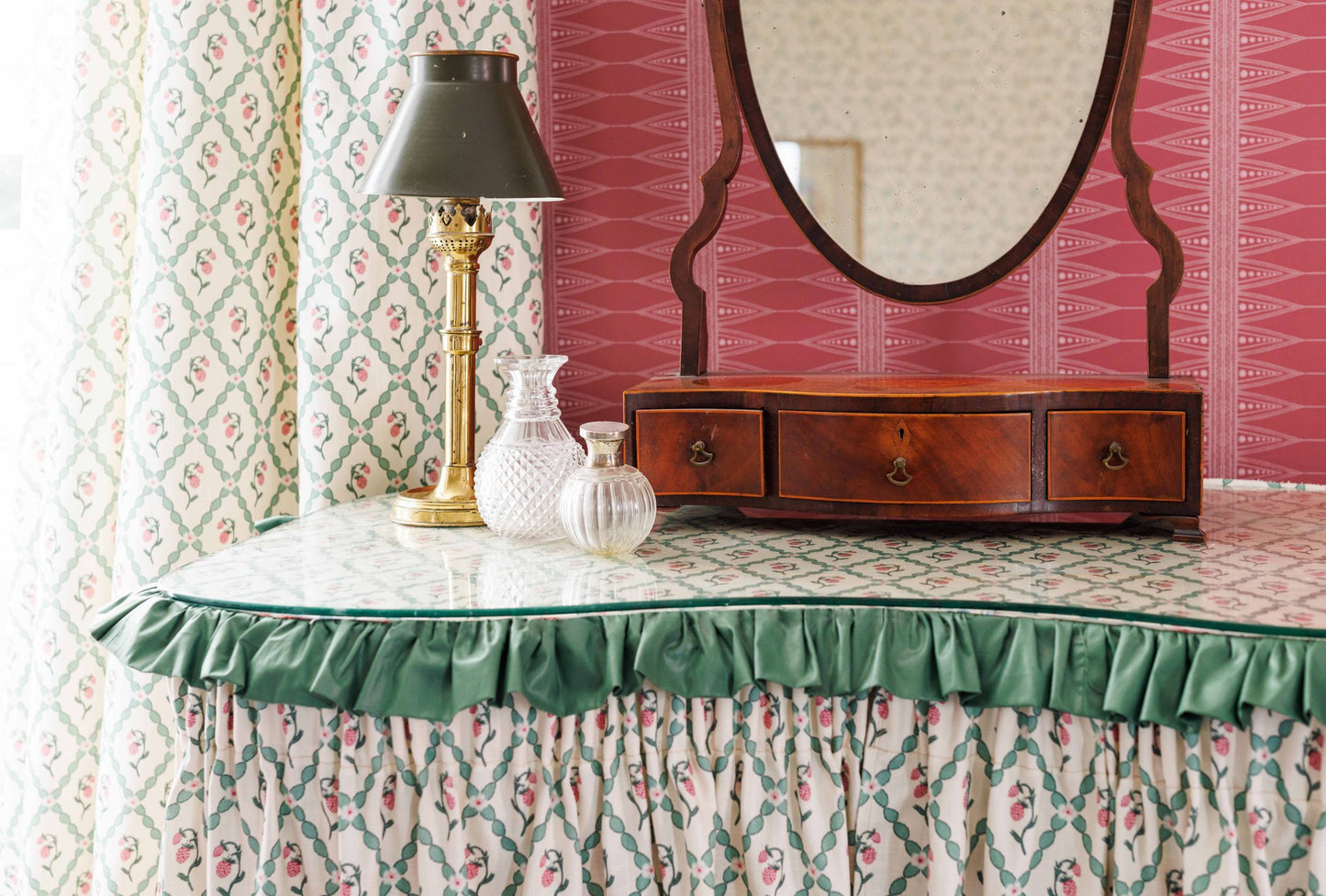 Wild Strawberry Trellis Roman Blind | Made to Measure | Vintage Cream